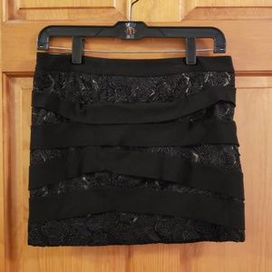 Black Floral Bandage Mini Skirt